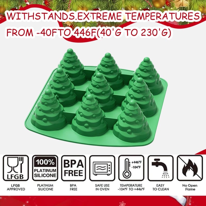 Mtruil 1 Pcs 3D Christmas Tree Silicone Molds Chocolate Molds Food Christmas Themed Treat Baking Freezing Tray Holiday Moulds for Soap Candy Cake Ice Candle Gummy Jelly Wax Melt Ice Cubes Cake Decorations - Image 5